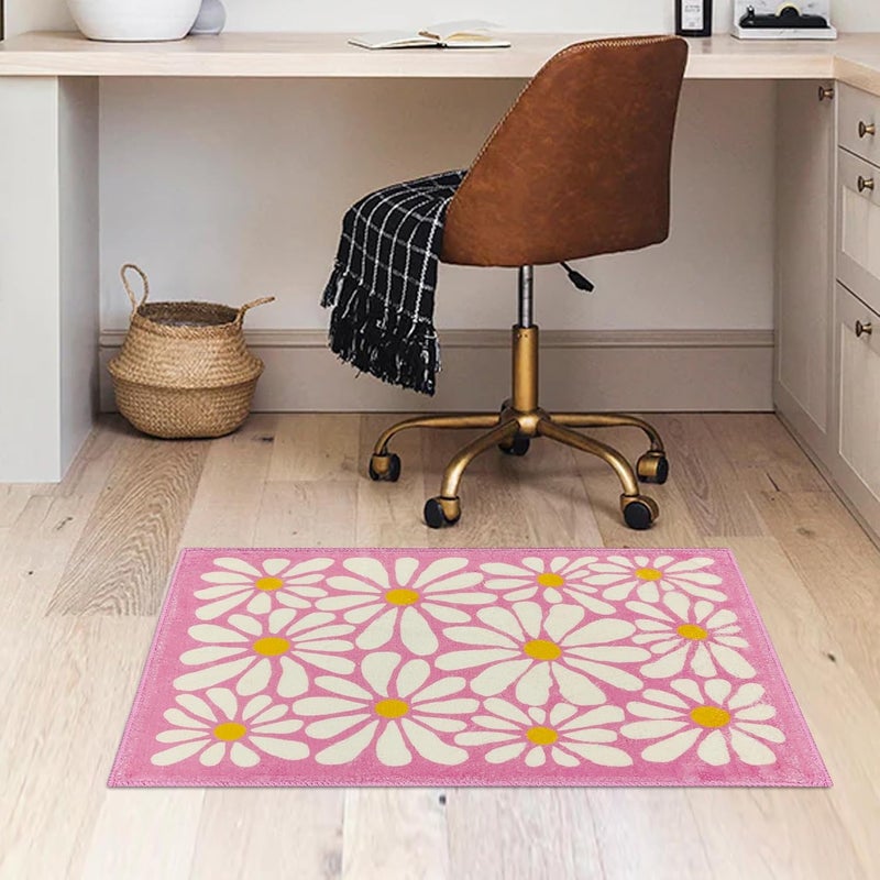 SHIYUE Office Chair Mat for Hardwood/Tile Floor Carpet, 18"x26" Computer Desk for Rolling Chairs Protector Gaming Non Slip Under TPR Backing Rug(Pink Floral) - Image 4